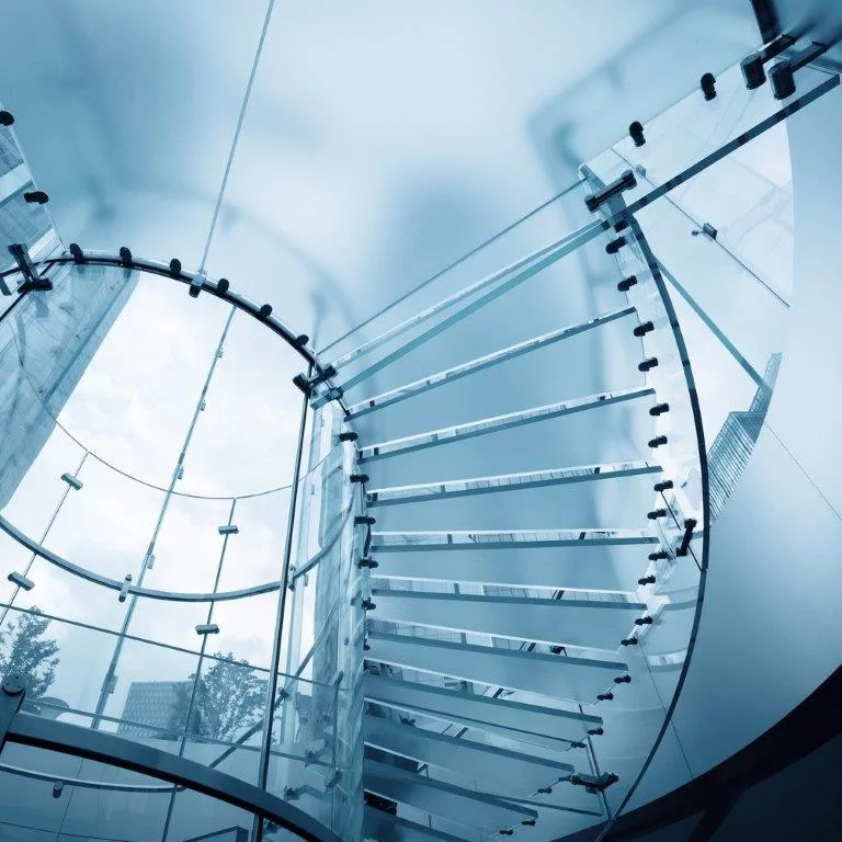Glass spiral staircase
