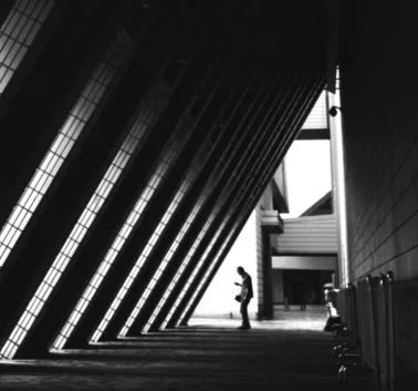 Building corridor (black & white)