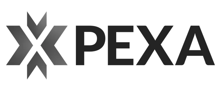 The image shows the PEXA logo with stylized "X" symbol on the left and the word "PEXA" in bold capital letters to the right.