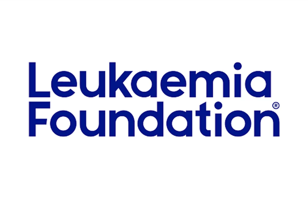 Leukaemia Foundation logo with bold blue text on a white background.